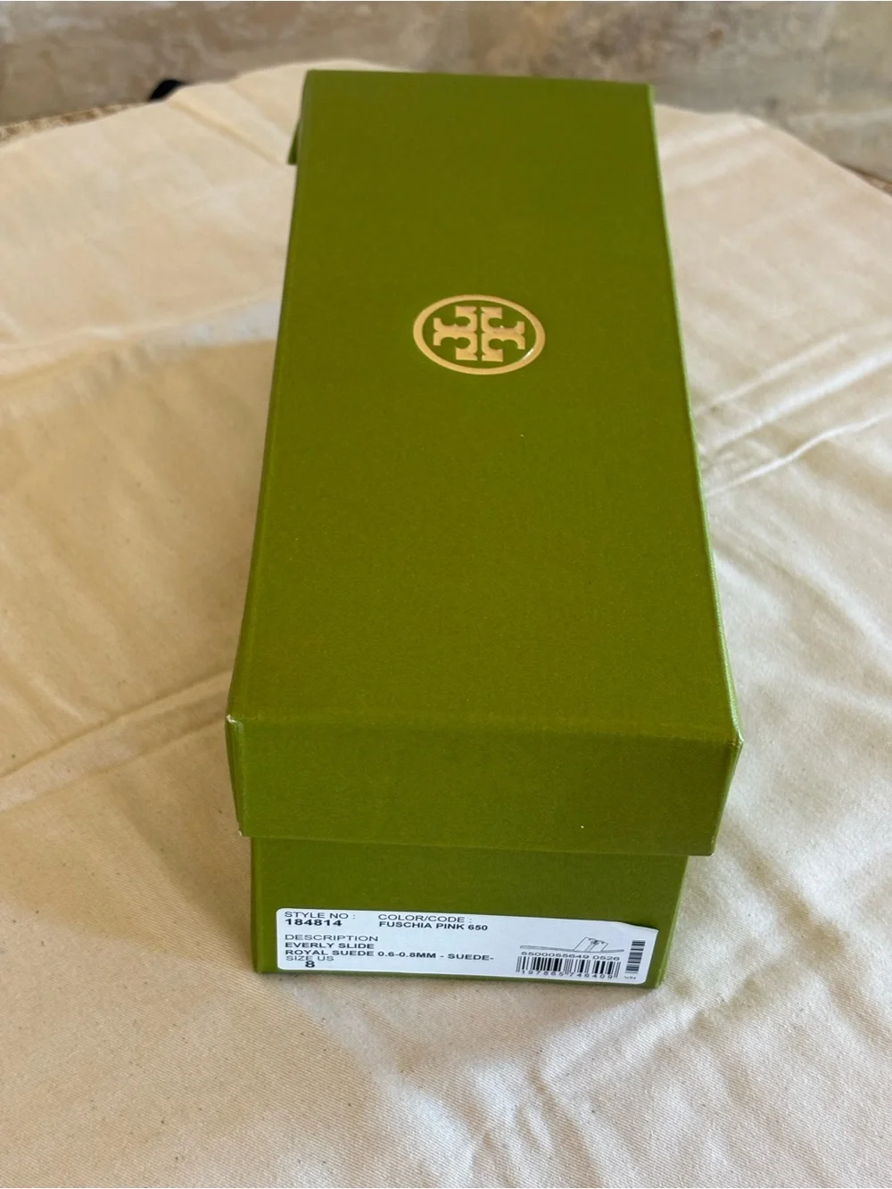 Tory Burch Hot Pink Suede Logo Slide Sandals size8